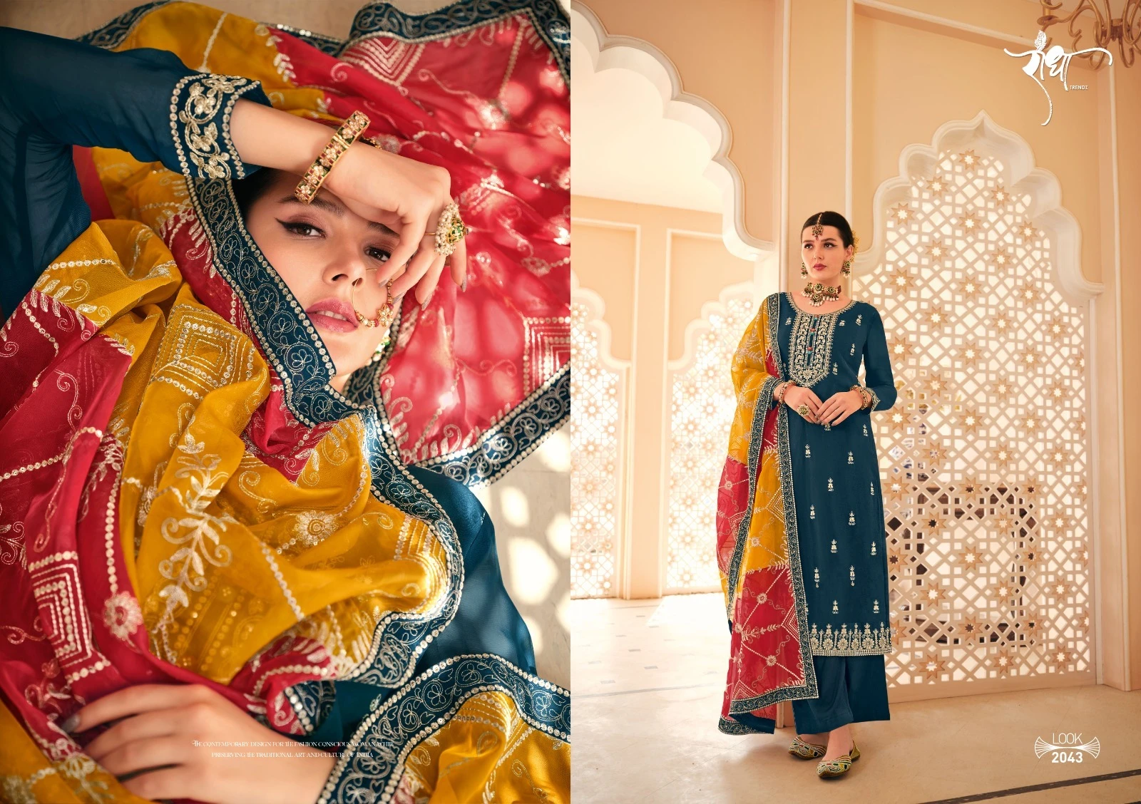 Radha Trendz Rainbow Heavy Chinon Wholesale Designer Salwar Suit Catalog — Wholesale Salwar Suits, MPA wholesale from Surat - Gallery Image 3